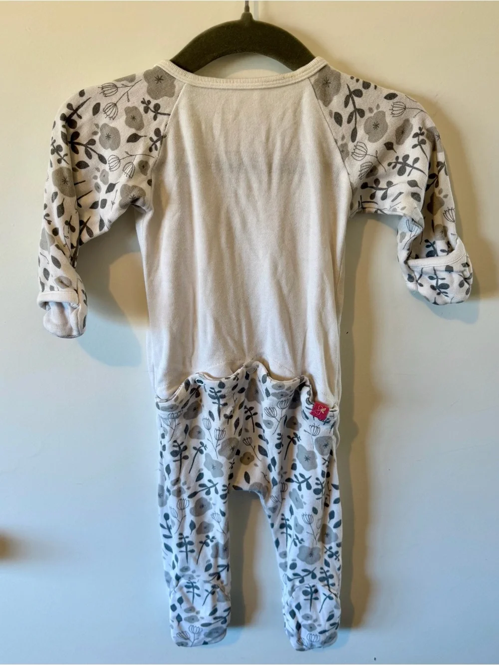 Neutral Floral-Accent Kids One-Piece Romper - White